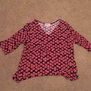 2X 3/4 sleeve floral top